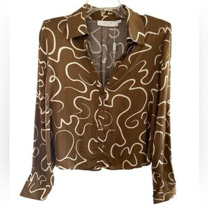 ASTR the label Yesenia Brown Patterned Women's Top blouse Medium NWT